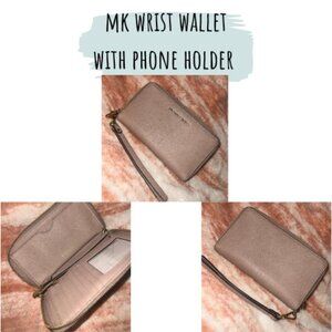 MK wrist wallet with phone holder.